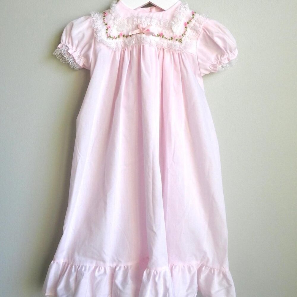 Vintage 80s/90s Baby Girl Alexis Pink Lace Gown 0-6M